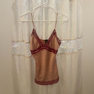 pink and crimson straps blouse with bedazzles